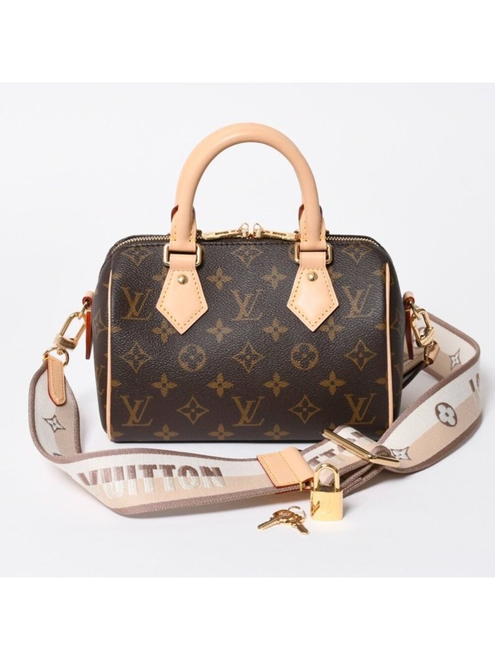Louis Vuitton Shoulder Bag Speedy Bandouliere 20 Leather Brown Gold